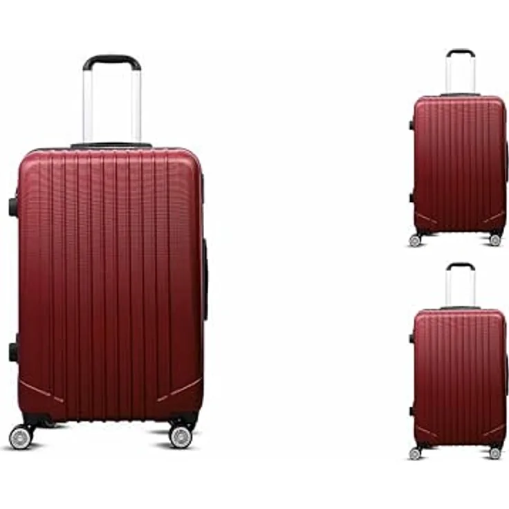 COFI 1453 3-TLG Travel ABS Hartschalenkofferset Trolley Zahlenschloss Koffer 360 Grad Rollensystem Bordeaux