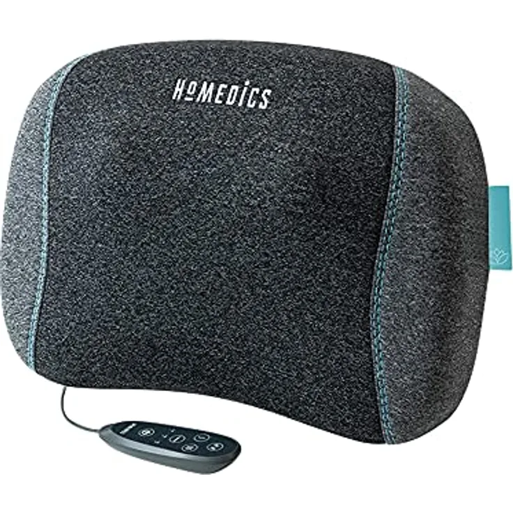 HoMedics TRUHEAT Shiatsu-Massagekissen für Nacken Schulter Rücken, Tragbar, Kabellos, Wiederaufladbar, 50 Minuten Massageentspannung pro Aufladung mit automatischer Abschaltung nach 20 Minuten