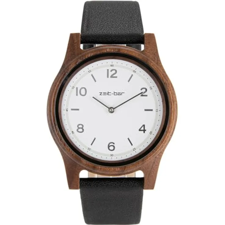 Zeit-Bar Funk-Armbanduhr Damen - Herren, Holzgehäuse mit deutschen Funktechnologie