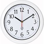 Monzana Wanduhr mit Funk Wasserdicht Automatische Zeitumstellung Geräuscharm Quarz-Uhrwerk Analog Bad Küche Haus Funkuhr Uhr Hochglanz Weiß