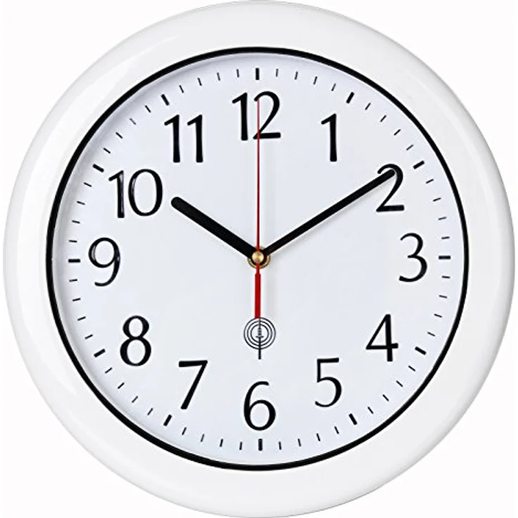 Monzana Wanduhr mit Funk Wasserdicht Automatische Zeitumstellung Geräuscharm Quarz-Uhrwerk Analog Bad Küche Haus Funkuhr Uhr Hochglanz Weiß – Bild 1