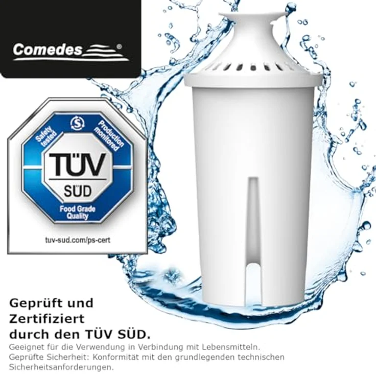 Comedes Filter-Kartusche einsetzbar statt Brita Classic OB03, Mavea 107007, 35557, PearlCo, Aqua Optima RUF91, TÜV SÜD zertifiziert, BPA frei (12 Stück) – Bild 3