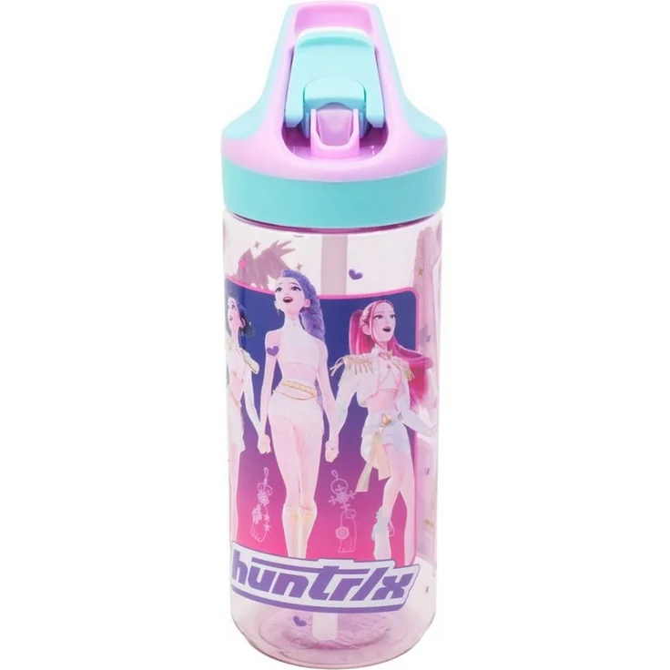 K-Pop Demon Hunters Trinkflasche 620 ml, Kinderflasche mit Druckknopfverschluss und Trinköffnung, handlich und leicht