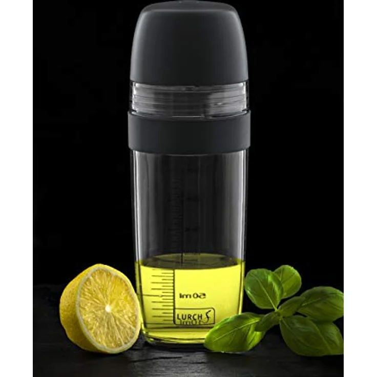 Lurch 10023 Dressing- und Teigshaker mit Zitruspresse und Mixer aus Kunststoff, Schwarz - klumpfreie Zubereitung, 250 ml Skala, große Ausgießöffnung – Bild 2