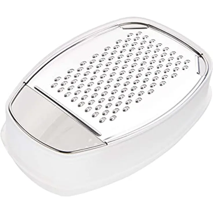 BUTLERS Parmesanreibe mit Behälter BON FROMAGE - 3-teilige Käsereibe aus Edelstahl mit Aufbewahrungsbox (15,5 x 10 x 6,2 cm) Parmesandose Käsehobel