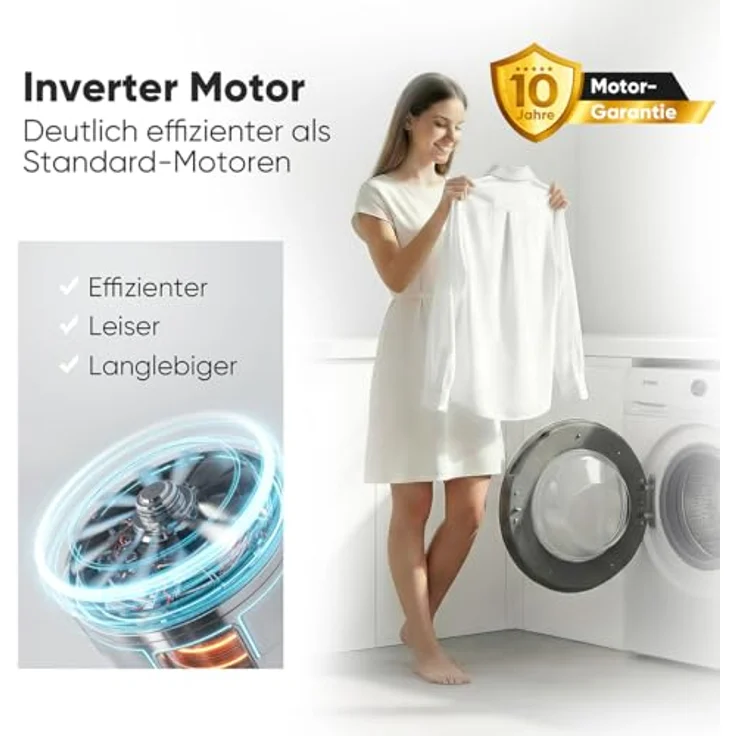 Bomann® WA 7175.1 Waschmaschine 7kg, Invertermotor, max. 1400 U/min, 15 Programme, LED-Display, weiß – Bild 3