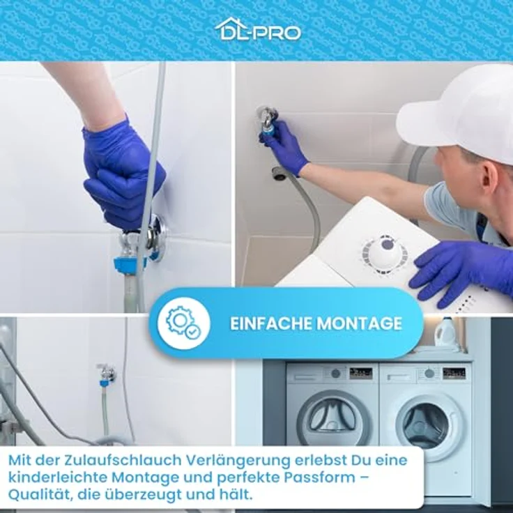 DL-pro 3,5m Zulaufschlauch Verlängerung für Waschmaschine und Spülmaschine - [ROBUST & DICHT] - Universell für alle Modelle - Einfache Montage & 100% dicht – Bild 5