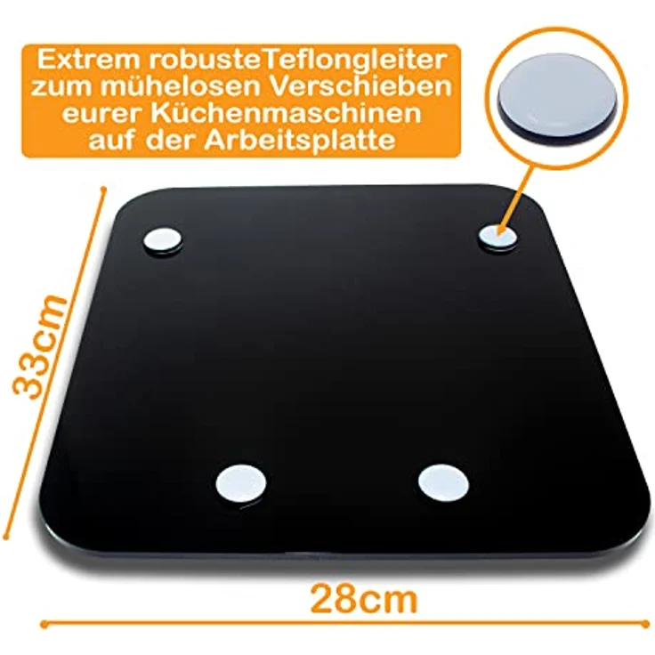 Gleitbrett aus Acryl | transparent | 33x28cm für Thermomix TM5 TM6 TM31 und vielen weiteren Küchengeräten | mit hochwertigen Teflongleitern für müheloses Verschieben | Made in Germany – Bild 3