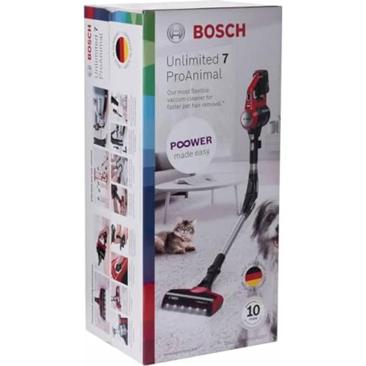 Bosch BBS711Pet Handstaubsauger, 40 min Akkubetrieb, Akkuwechsel-Option, knickbares Rohr, tornadorot – Bild 3