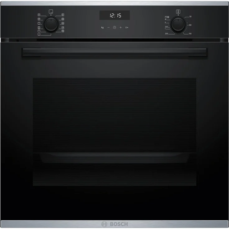 Bosch HBG237BB4 Pyrolyse Backofen Schwarz, 71 l Garraum, 8 Beheizungsarten, Air Fry Funktion, Eco Clean Direct Reinigungsunterstützung