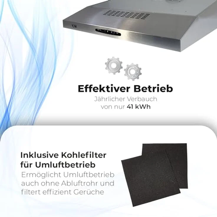 Yuna KUBH 60205 Dunstabzugshaube, inklusive Kohlefilter, Breite 60 cm, edelstahl – Bild 7