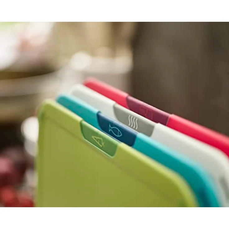 Joseph Joseph Duo Icon, 4-teiliges farbcodiertes Schneidebrett-Set mit Aufbewahrungsständer zur Vermeidung von Kreuzkontaminationen, Multicolour – Bild 5