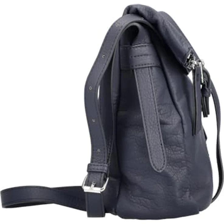 Rieker Umhängetasche, Damen-Handtasche aus Lederimitat, dunkelblau, mit Überschlag und Schnallenverschluss, verstellbarem Schulterriemen und Reißverschluss-Fronttasche – Bild 6
