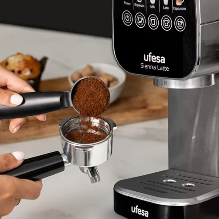 Ufesa Kaffeemaschine SIENNA LATTE, Express-Kaffeemaschine aus Edelstahl, schwarz – Bild 5