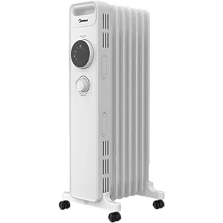 Midea NY1507-22M Ölradiator 2000W, Heizlüfter Energiesparend Leise, Heizkörper mit 9 Rippen, Einstellbarem Thermostat, 3 Heizstufen, Frostschutz, LED Display, Kipp- und Überhitzungsschutz, ECO-Modus