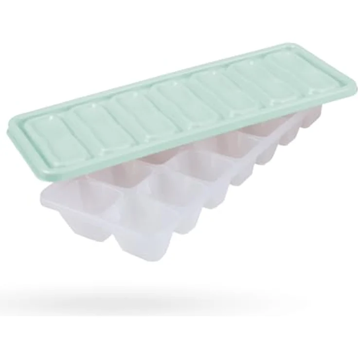 Bestgoodies Eiswürfelbehälter mit Deckel, 14 Fächer, Gefriertauglich bis -30°C, aus hochwertigem Kunststoff, Grün, 1er Set – Bild 1