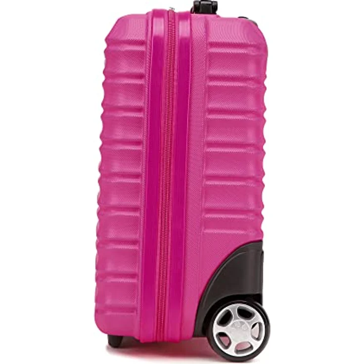 WITTCHEN Reisekoffer Kleinkoffer Kabinengepäck Rollkoffer Hartschale aus ABS mit 2 Standard-Rollen Zahlenschloss Teleskopgriff Groove Line Kleinkoffer XXS Rosa – Bild 3