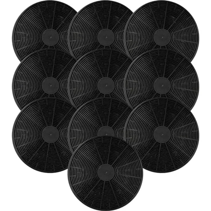 vhbw 10x Aktivkohlefilter kompatibel mit Hoover HHP67000/1LW, CVMAD601N, CGT631N, CFT923X, HHP67000/1LX Dunstabzugshaube - 17,5 cm, schwarz – Bild 1