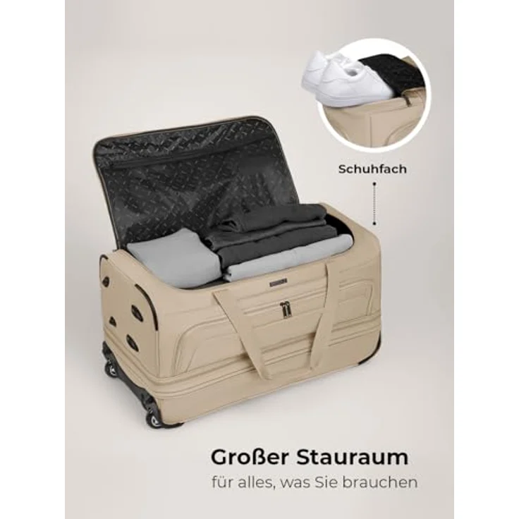 Redolz Duffle Essentials 2-Rollen Reisetasche 70 cm L mit Dehnfalte beige – Bild 3