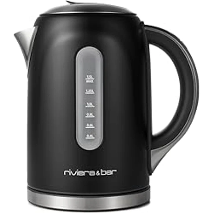 Riviera & Bar TR Edelstahl Wasserkocher 1,5L, 2200W, einstellbare Temperatur 50-100°C, LCD-Display, Warmhaltefunktion, Überhitzungsschutz, elegant Schwarz – Bild 1