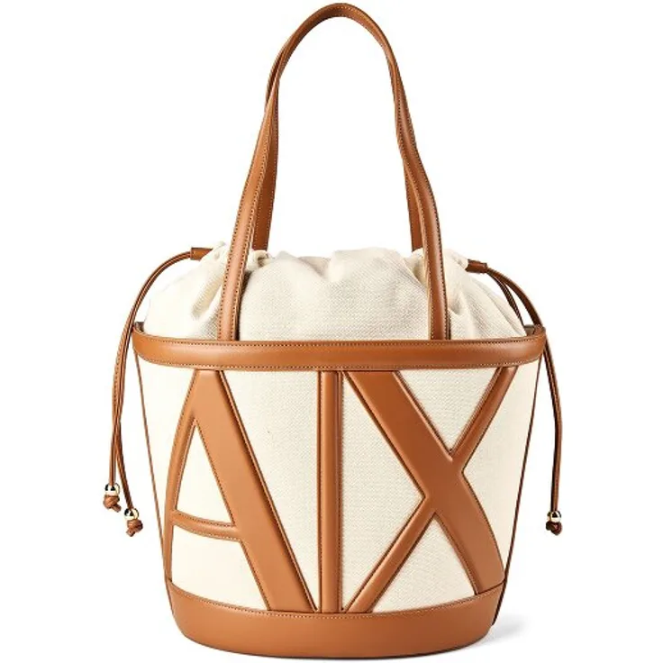 Armani Exchange Marisol Shopper Tasche, 39 cm, braun, aus 100% Baumwolle