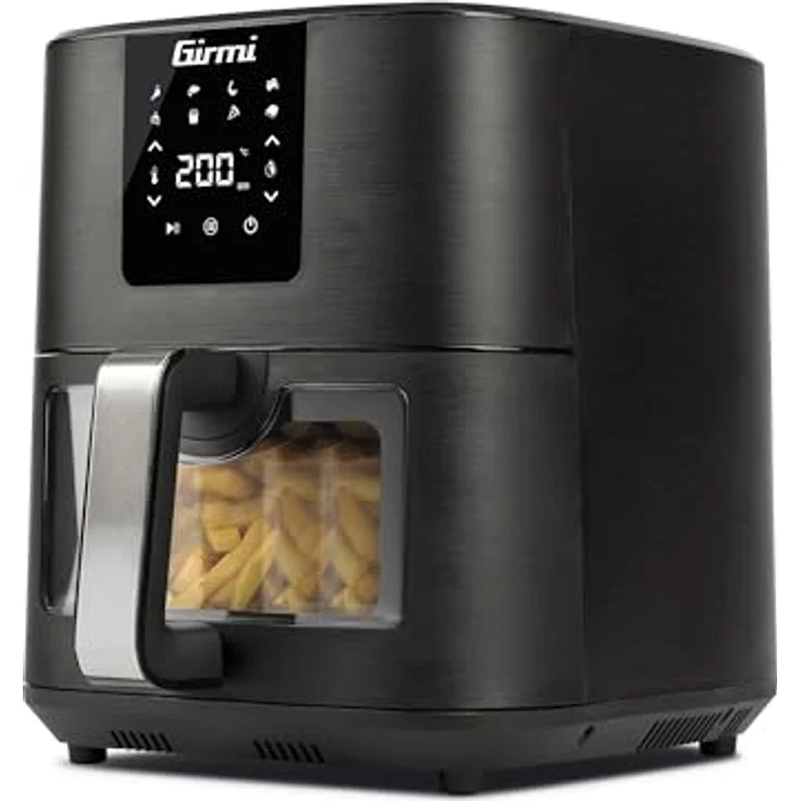 Girmi FG79 "Ecofrit 9L" Luftfritteuse, 1700 W, 9 Liter XXL, 8 Programme, Digitalanzeige, BPA/PFOA Safe, Innenbeleuchtung, Timer, Rezeptbuch inklusive, Mattschwarz – Bild 1