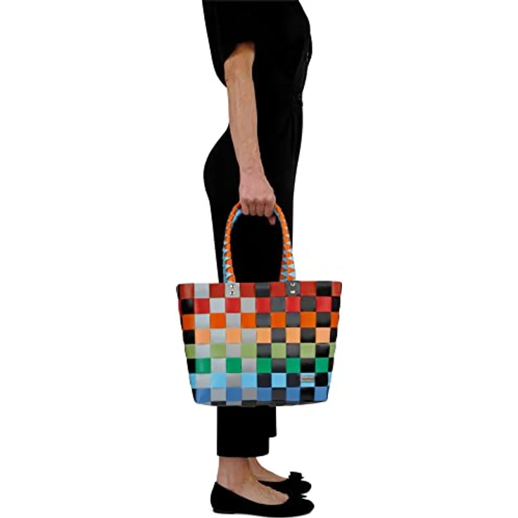 normani geflochtene Einkaufstasche mit Henkeln, extra robuste Tragetasche aus 70% recyceltem Material, 20 Liter Volumen, Farbe Classic/Fruit – Bild 3