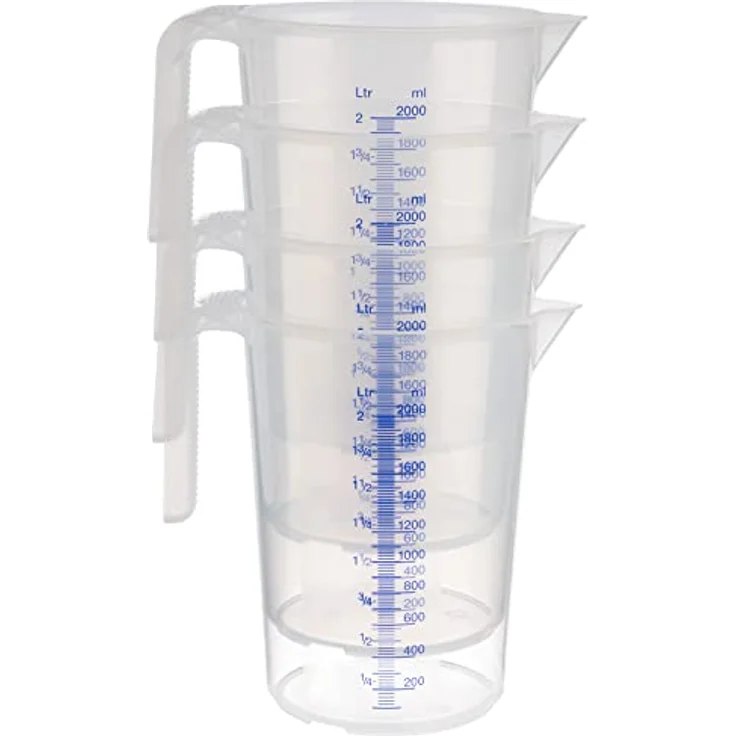 Messbecher -STACKABLE- Ø 15 cm, H: 20,5 cm, 2 Liter Polypropylen mit offenem Griff geprägte Maßskalierung außen Liter- - Milliliter-Einteilung – Bild 3