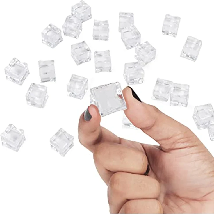 BELLE VOUS Klare Künstliche Eiswürfel (100 Stück) - 19mm Acryl Eiswürfel - Künstliche Plastik Eiswürfel für Hochzeiten, Vasenfüller, Tafelaufsätze, Fotorequisiten und Küchendekoration – Bild 3