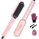 TYMO RING Glättbürste, Verbrühungsschutz Glätteisen, 25s Schneller Keramikerwärmung, 5 Wärmestufen, Rosa