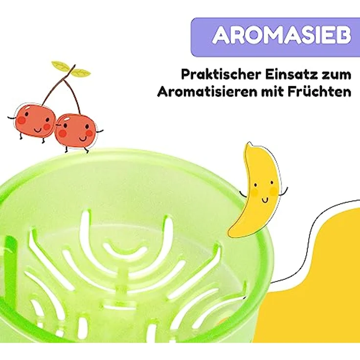 schmatzfatz Kinder Trinkflasche 800ml, Sport für Schule Kindergarten, 1-Klick Verschluss, Geschmacksneutrale Wasserflasche, Auslaufsicher mit Fruchteinsatz, BPA-Frei – Bild 5