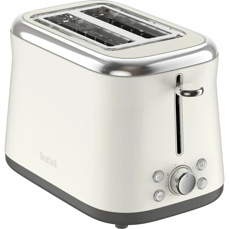 Tefal TT720AE0, Toaster in Weiss mit 850 Watt Leistung, Auftaufunktion und Brötchenaufsatz