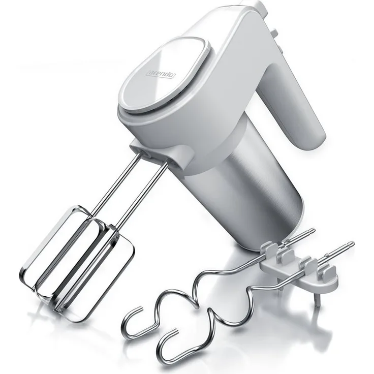 Arendo Handmixer, 400 W, inkl. 2 x Quirle und 2 x Knethaken aus Edelstahl, 6 Geschwindigkeitsstufen, ergonomisch geformtes Gehäuse