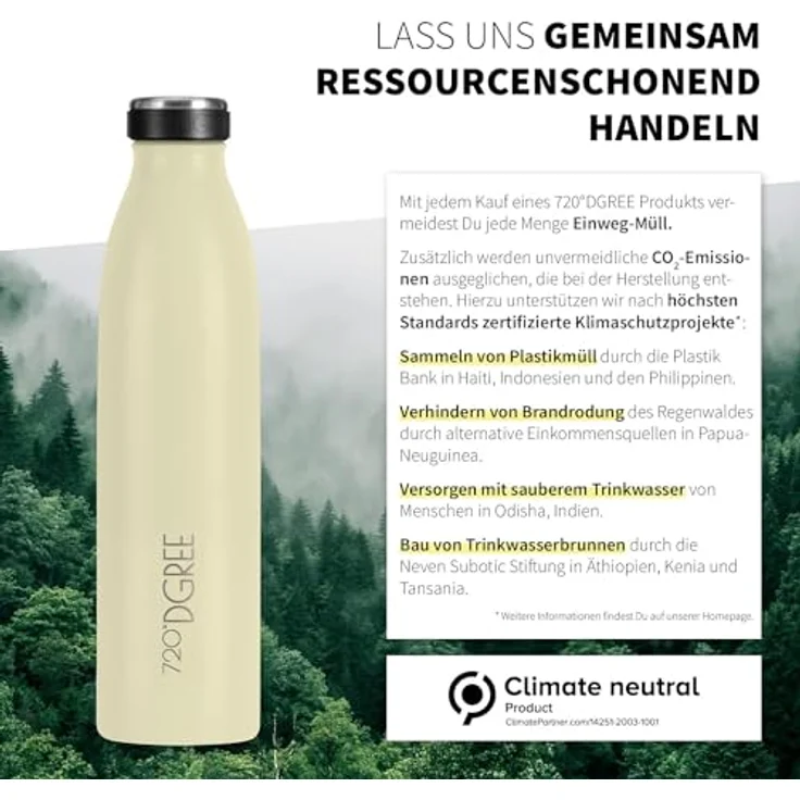 720°DGREE Trinkflasche Doppelwandig Edelstahl 500ml Isolierflasche milkyBottle soft cream matt – Bild 5