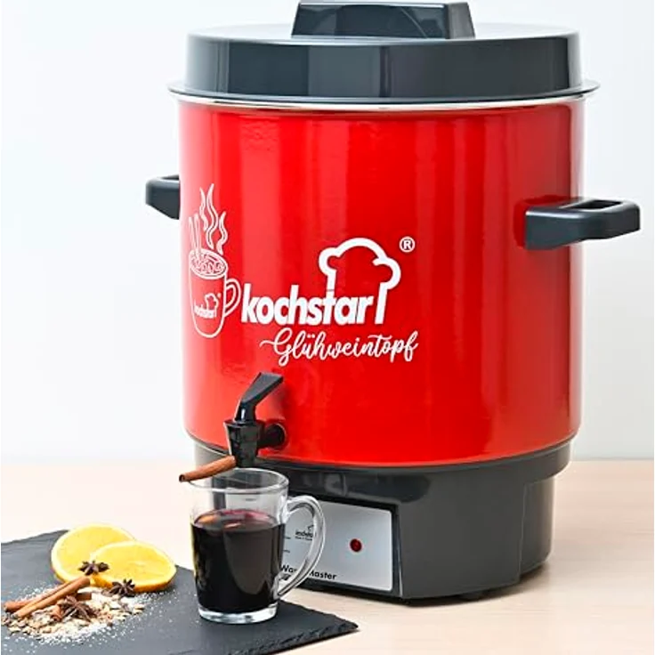 Kochstar WarmMaster A - Sonder-Edition X-Mas Einkochautomat, 27 l, Rot, 1800 W, emailliert, mit Zapfhahn und Thermostat, vielseitig als Glühweintopf und Heißgetränkeautomat – Bild 3
