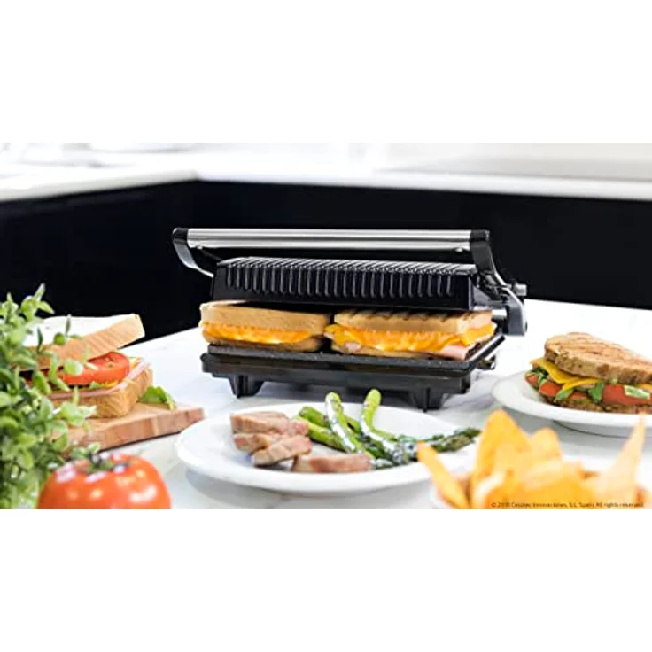 Cecotec RockŽn Grill 750 Full Open. RockStone-Steinbeschichtung, maximale Antihaft- und bessere Reinigung, Öffnung 180 ° C, Cold Touch-Griff, 750 W – Bild 6