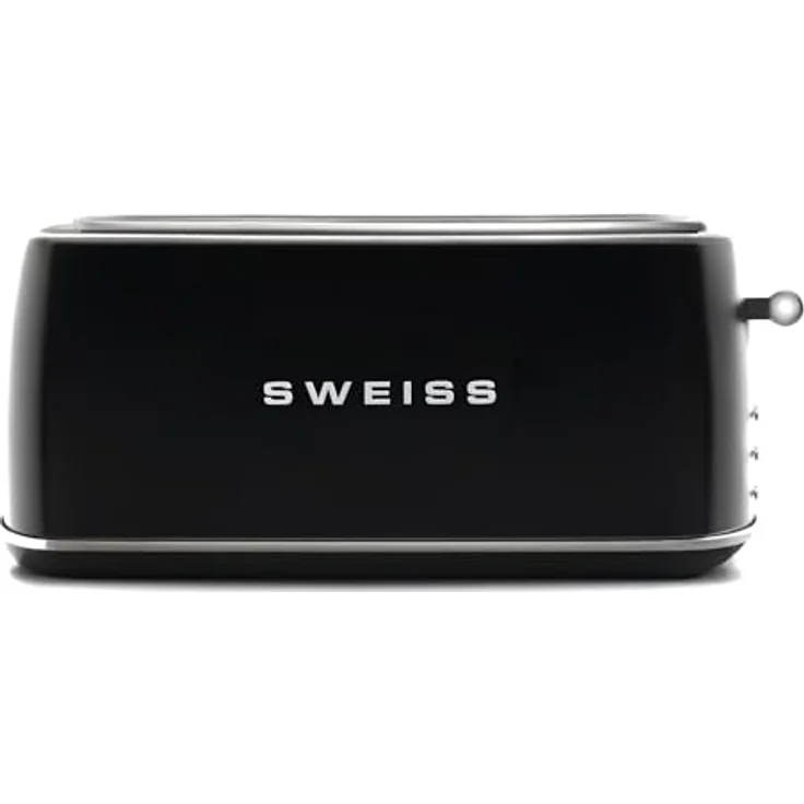 SWEISS Toaster GRV9 Vintage, 2 Schlitze, 6 Leistungsstufen, für Baguettes, Schwarz, 1500 W, einfache Reinigung mit Krümelschublade – Bild 1
