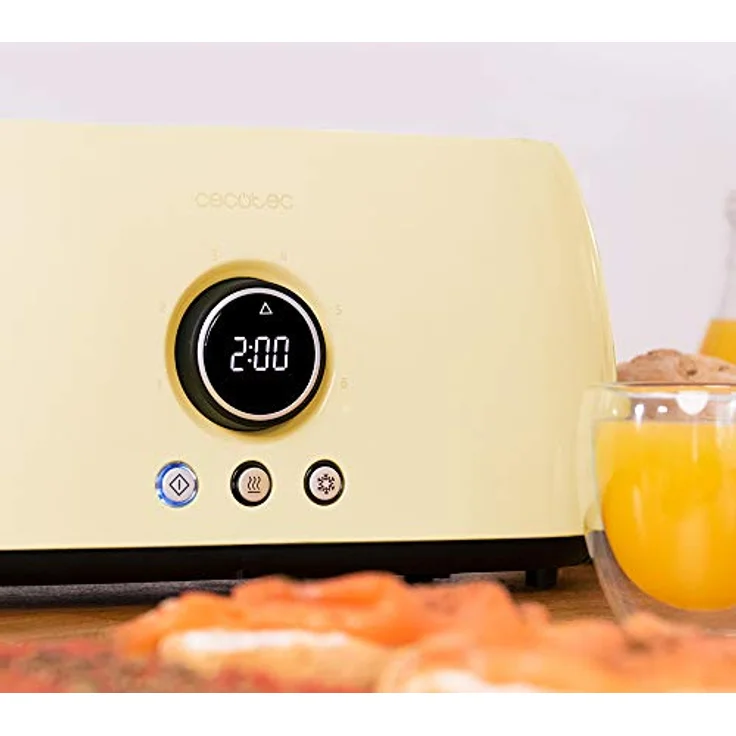 Cecotec Tostadora digital ClassicToast 8000, 2 Extra breiten und langen Schlitzen, 1500W, 6 Bräunungsstufen, inkl. Brötchenaufsatz, yellow double  – Bild 5