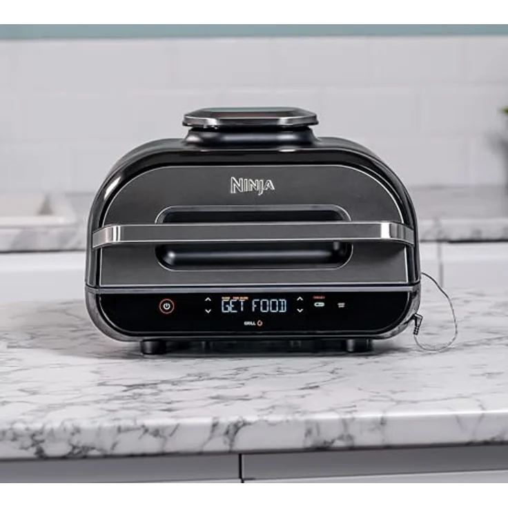 Ninja MAX AG551EU Heißluftfritteuse und Grill Foodi , ohne Öl, 2460 Watt, 3.8 Liter Fassungsvermögen, Kunststoff, silber schwarz – Bild 6