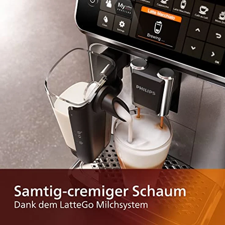 Philips 4300 Serie EP4346-70 Kaffeevollautomat, 8 Kaffeespezialitäten (LatteGo Milchsystem) Matt-Schwarz-Silber-lackierte Arena – Bild 3