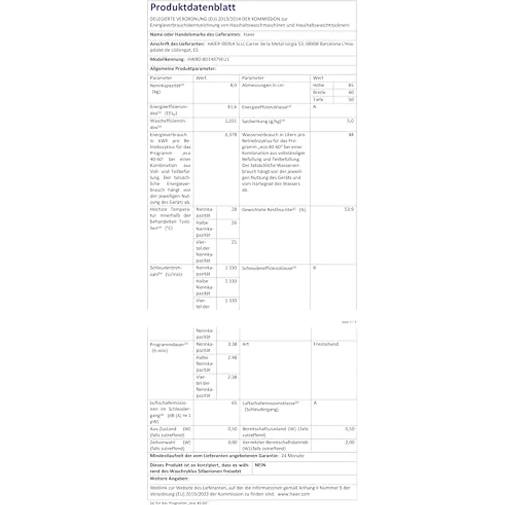 HAIER HW80-BD14979EU1 I-PRO SERIE 7 PLUS Smart Frontlader Waschmaschine 8 kg, A, AutoDose, Dampffunktion, WLAN, leise, 1330 U/Min, Allergie & Schnellprogramme – Bild 8