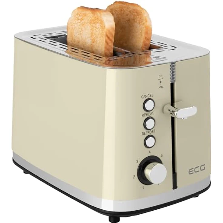 ECG ST 2766 Vintage Vanilla Toaster, Originales Vanille-Edelstahldesign, 7 Stufen Heizintensität – Bild 3