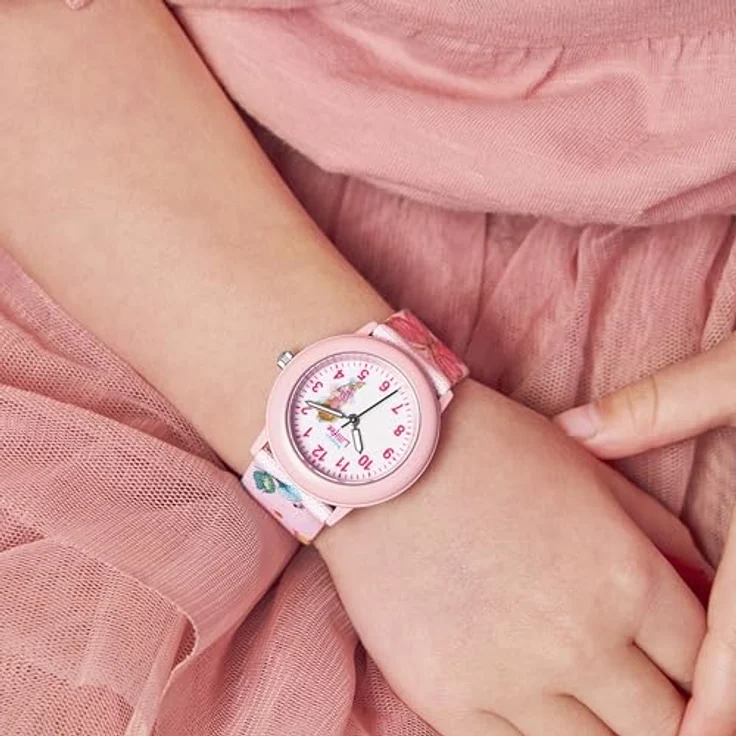 Prinzessin Lillifee Quarzuhr 2037727, bunte Armbanduhr für Mädchen, mit verstellbarem Textilarmband und kratzfestem Mineralglas, Geschenkidee zum Geburtstag oder Schulanfang – Bild 3