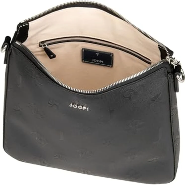 JOOP! Decoro Stampa Jasmina Shoulderbag MVZ, Beuteltasche aus hochwertigem Kunstleder mit Allover Logo-Design und Reißverschlussetui, schwarz – Bild 3