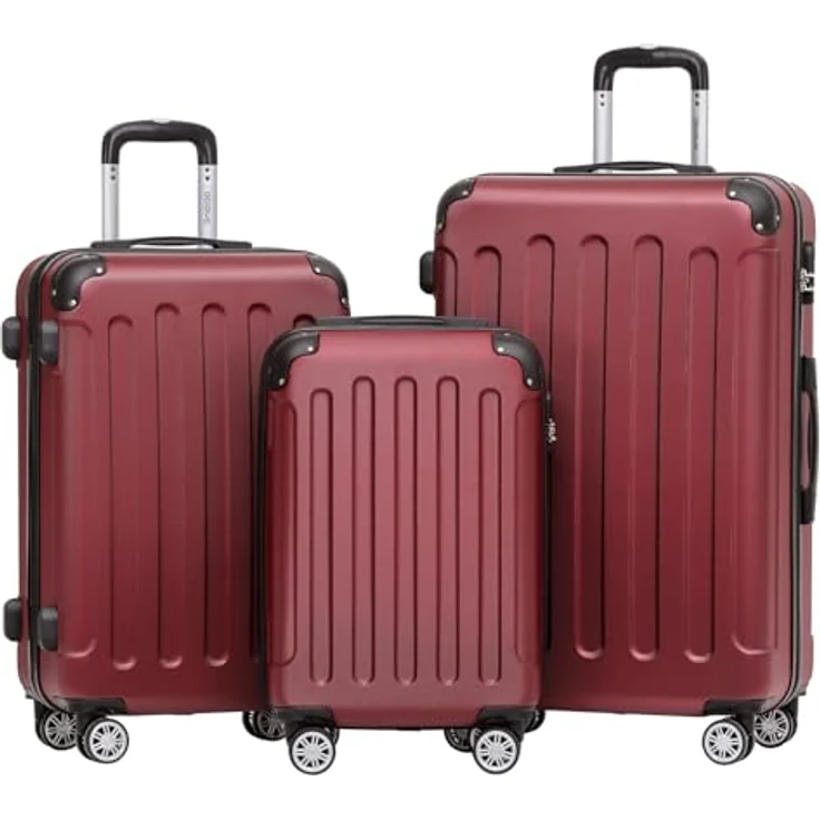 BEIBYE 2045 Zwillingsrollen Reisekoffer Kofferset 3tlg. Hartschale mit separatem Laptop-Bereich und organisierten Fächern, Burgundy – Bild 1