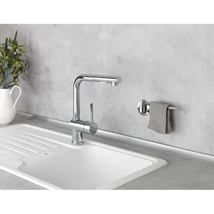 Wenko Turbo-Loc Spültuch-Halter, Befestigen ohne bohren, Edelstahl rostfrei, 23 x 6,5 x 3 cm, silber glänzend – Bild 5