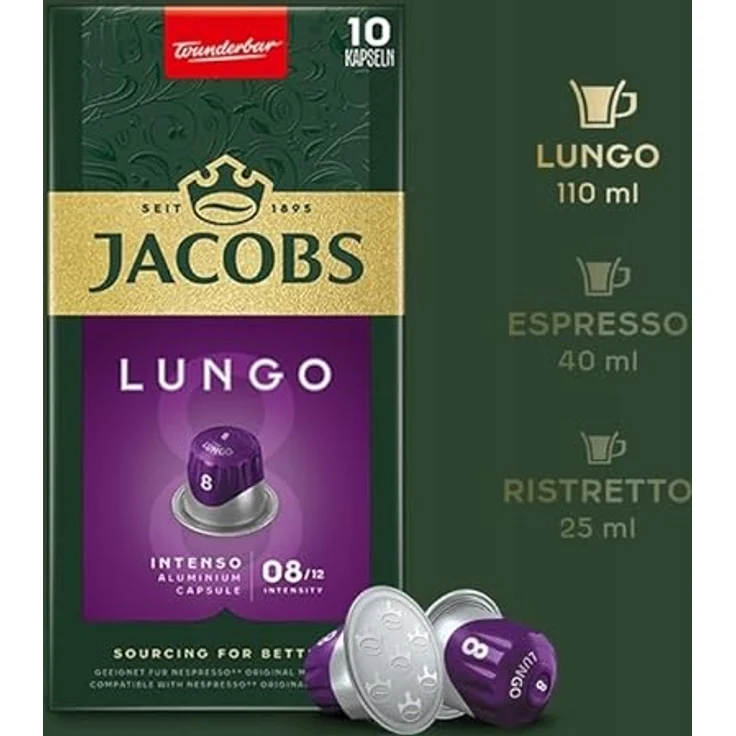 Jacobs Lungo 8 Intenso, Kaffeekapseln, Nespresso Kompatibel, Kaffee, 10 Kapseln, á 5.2 g – Bild 10