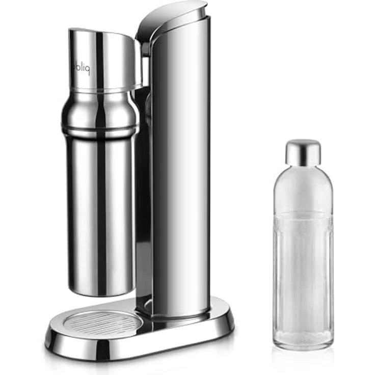 bubliq Glass Carbonator, Wassersprudler aus Edelstahl mit 1 l Glasflasche, minimalistisches Design, Turnlock-Mechanismus – Bild 1