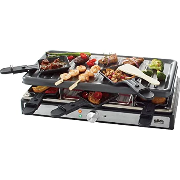 Silva Homeline PK-R 088 Raclette-Grill, 8 Pfännchen, 1400 Watt, schwarz – Bild 1