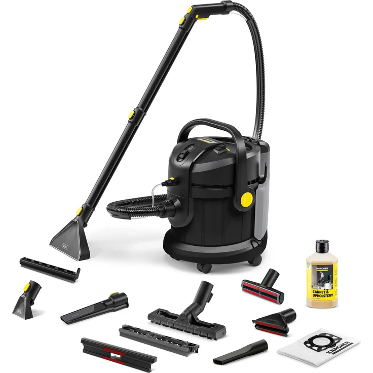 Kärcher Waschsauger SE 4 Go!Further, 3-in-1 Gerät aus 25% recyceltem Kunststoff, schwarz, mit 4-Liter Frischwassertank und Sprühextraktions-Technologie